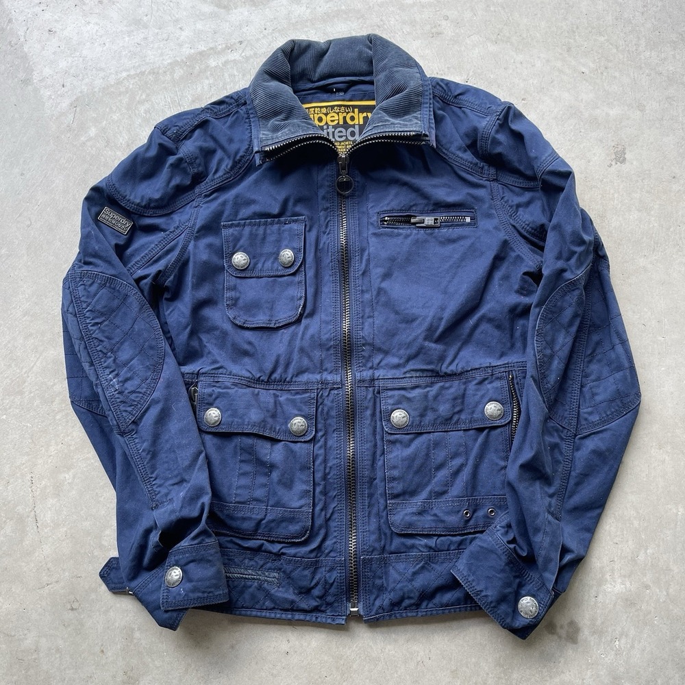 Superdry Limited Edition Mens Blue Field Jacket Utility Military Plaid M